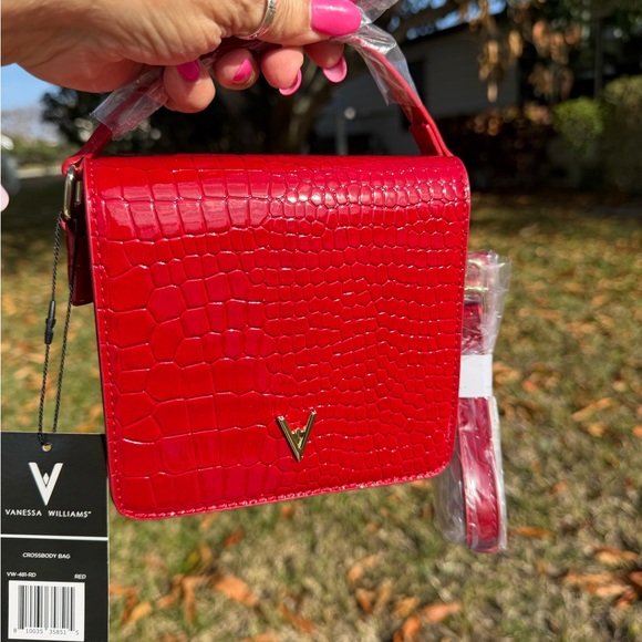 VANESSA WILLIAMS Red Croc-Embossed Crossbody Bag - Picture 10 of 15